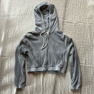 Aerie Cropped Waffle Zip-up